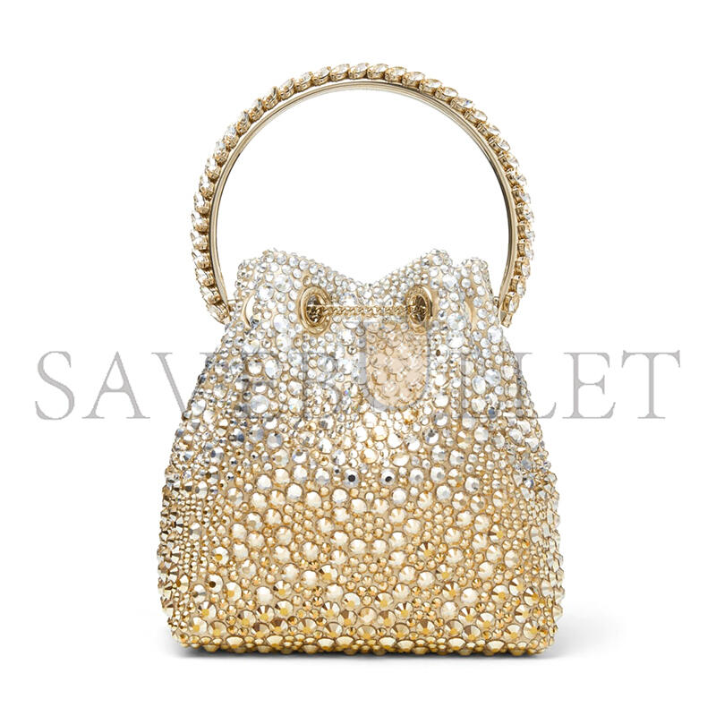 J1m*y Ch00 bon bon gold satin crystal handbag bonbonxdr (15*14*9.5cm)